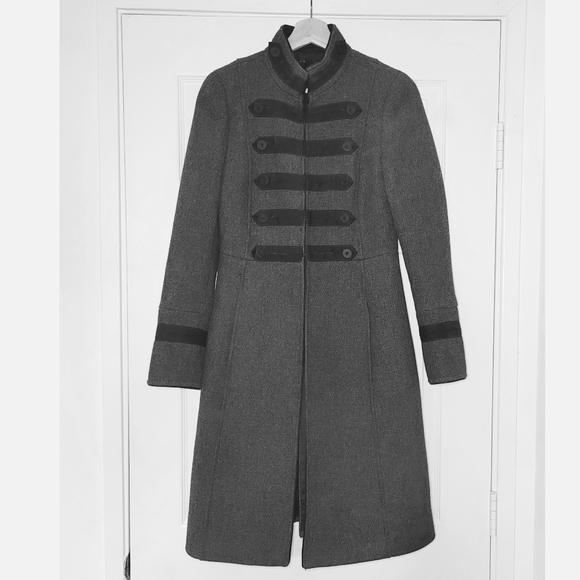 Zara Jackets & Blazers - Zara Gray Wool Military Knee-Length Coat Sz XS/S
